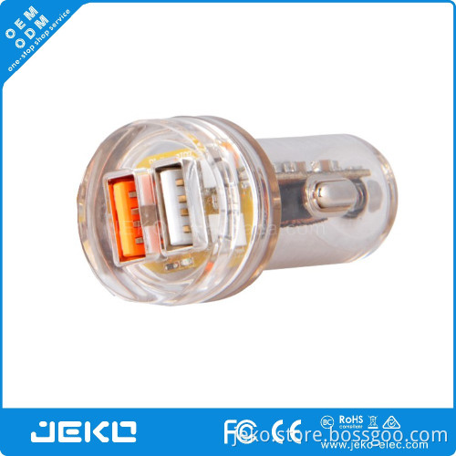 Clear plastic QC 3.0 car charger transparent car charger visiable quality